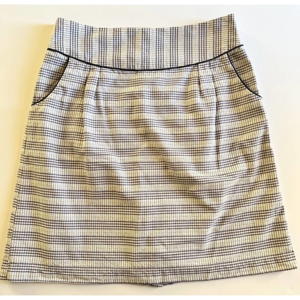 Anthropologie Edme & Esyllte Skirt Plaid Eyelet in Purple Mini Sz 4